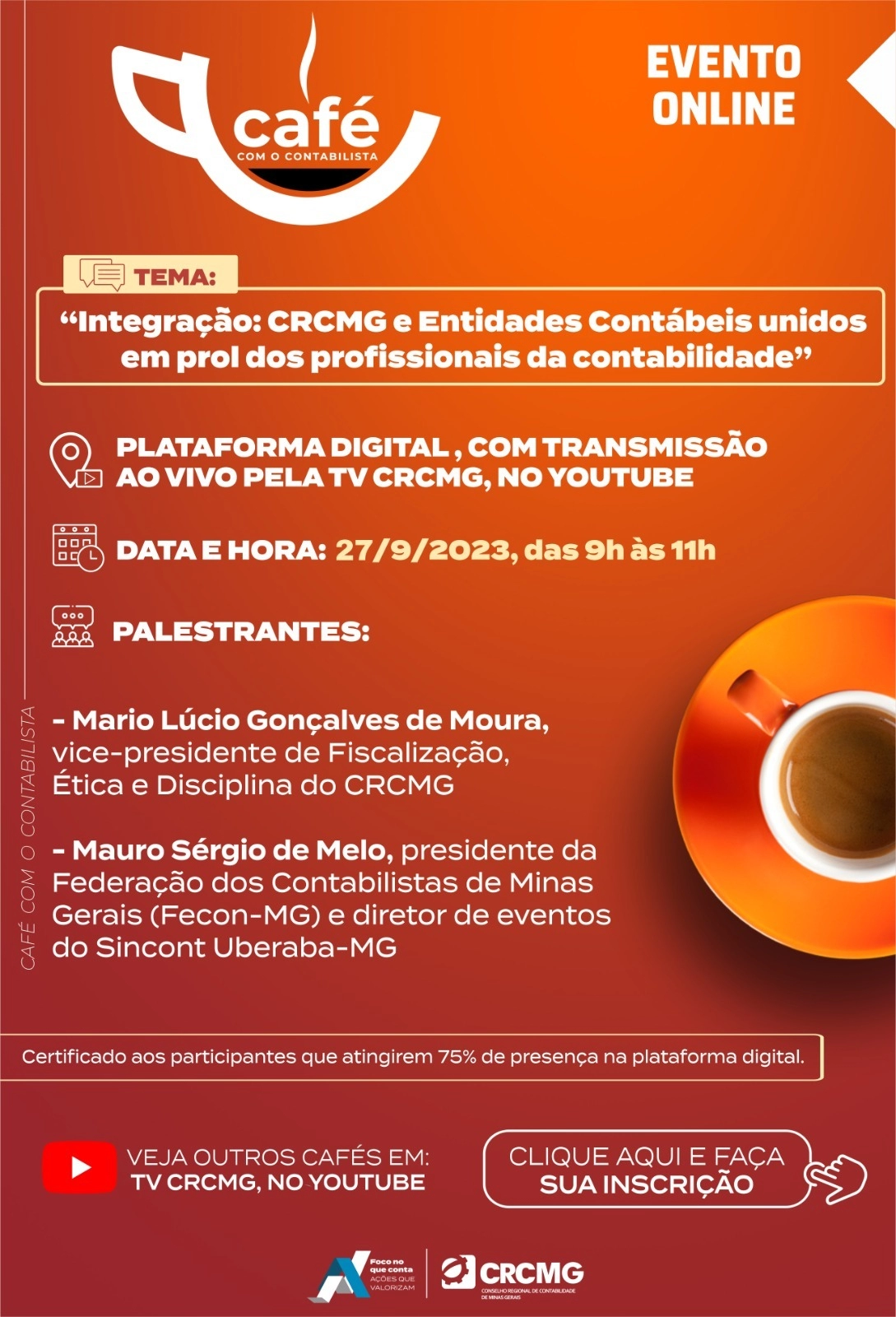 EVENTO ONLINE -  Integração: CRCMG e Entidades Contábeis unidos em prol dos profissionais da contabilidade”